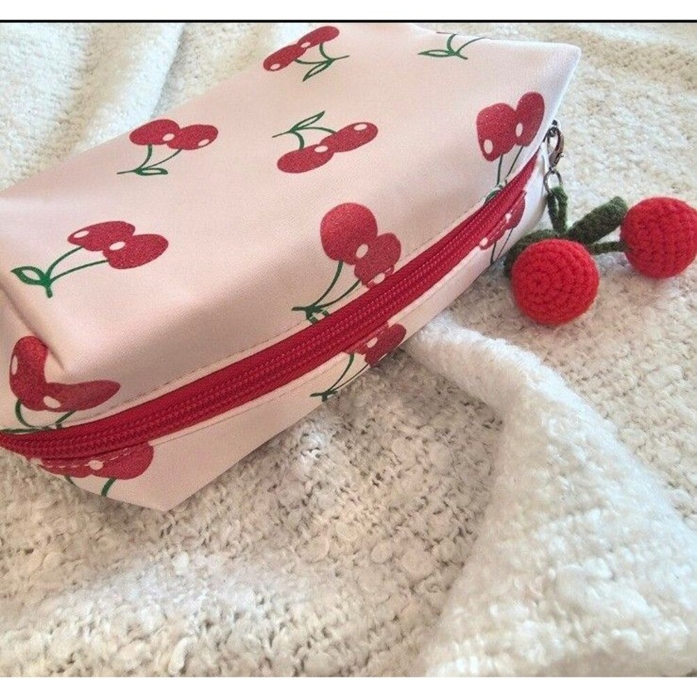 Pink Cherry Cosmetic Bag Pouch Makeup Organizer